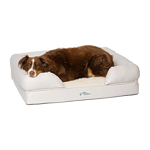 PetFusion Letto per cani grande, lavabile, in memory foam, letto per animali domestici, con fodera rimovibile, confortevole, morbido letto con cuscino per cani di taglia media e grande, arenaria,