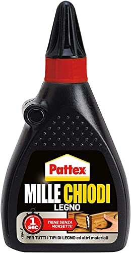 Pattex Millechiodi Legno, Colla trasparente con presa a ventosa ideale per il legno, Colla per legno per riparazioni forti e invisibili anche in verticale, non necessita di morsetti, flacone 100g