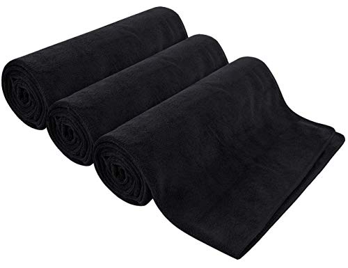 HIDMD Asciugamani Fitness Sportivi per Palestra Asciugamano in Microfibra - Sport, Nuoto, Viaggi, Camping, Spiaggia, Bagno 40CM X 80CM 3PACK Nero