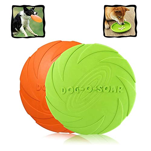 WELLXUNK Frisbee Giocattolo,2 Pezzo Frisbee per Cani,Frisbee di Gomma,Addestramento Facile da Trasportare Disc Dog, per Cani Giochi Outdoor Dog Formazione Fetch Toy