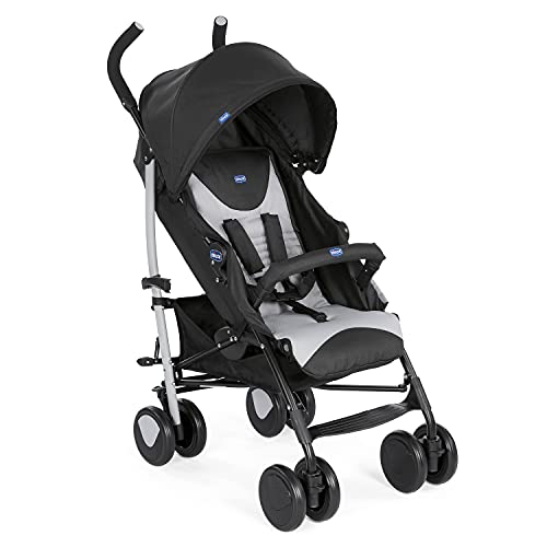 Chicco Echo Passeggino Leggero Pieghevole Da 0 Mesi A 22 Kg, Passeggino Reclinabile E Compatto Con Manicotto Paracolpi, Chiusura A Ombrello, Capote Trasformabile, Grigio, ‎84 x 47 x 106 cm, 7.6 Kg