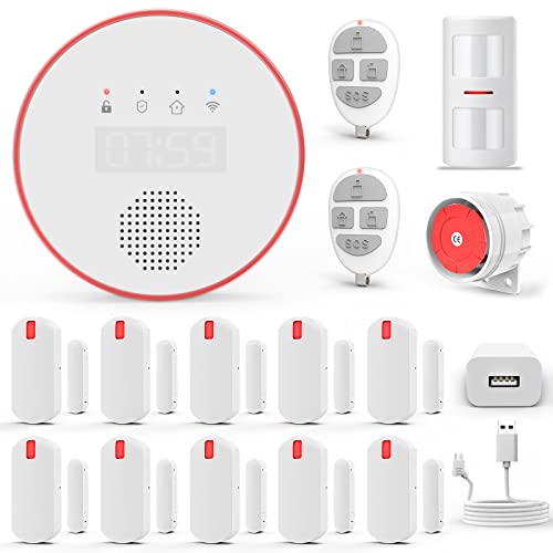 YISEELE Allarme casa Senza fili, 15pcs Allarme casa WiFi, Sistema di Allarme per con APP con Sirena 120DB, Sensori Finestra, Anti-pet PIR, Telecomandi