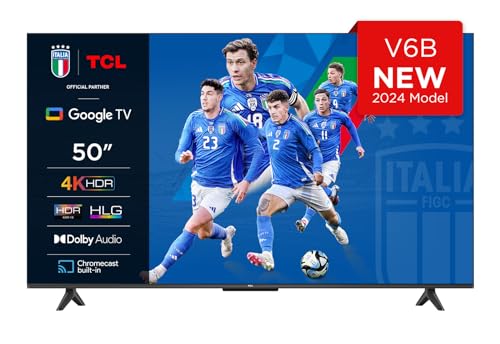 TCL 50V6B TV 50' 4K HDR Ultra HD Google TV con design senza bordi Dolby Audio Compatibile con Google Assistant