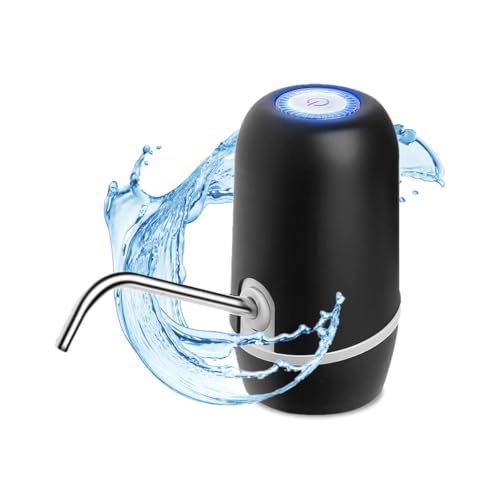 NK Dispenser di acqua – Dispenser automatico, ricarica USB, dosatore in acciaio, senza BPA, Acqua Fredda, 1200 mAh, 1,5 l, 5,7 l, 10 l, 11,3 l, 15 l, 18,9 l, (Colore Nero)