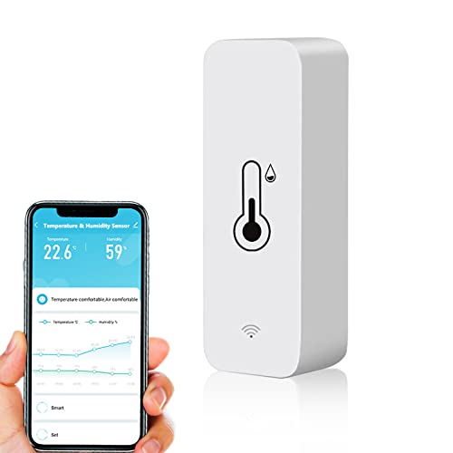 THERMOMETER SMART WLAN, mini sensore digitale di temperatura interna e umidità, sensore remoto per temperatura ambiente remoto telecomando per cantina, compatibile con Alexa e Google Home