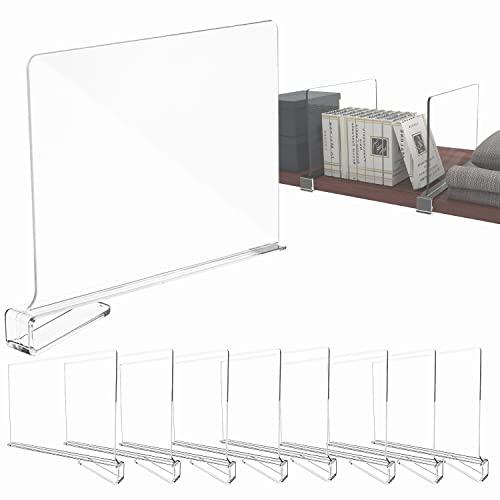 8 Pezzi Divisori per Scaffali Trasparenti, Trasparente Porta Cartelli in Acrilico, Divisorio Multifunzionale per Scaffali, per Camera da Letto, Cucina, Ufficio, Armadi, Scaffali, Stoccaggio e Organizz