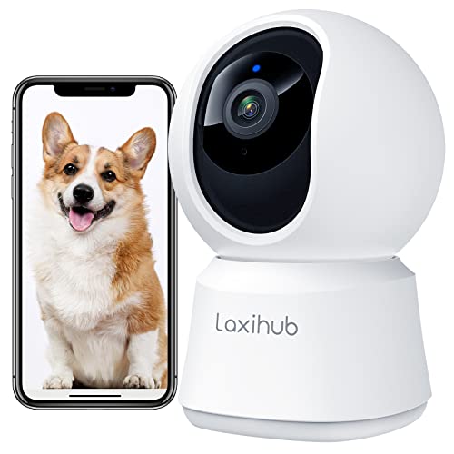 LAXIHUB 2K Telecamera WiFi Interno, PTZ 355° Telecamera Sorveglianza Interno, Telecamera Cani con Visione Notturna, Rilevamento di Umano/Movimento, Audio Bidirezionale, Compatibile con Alexa