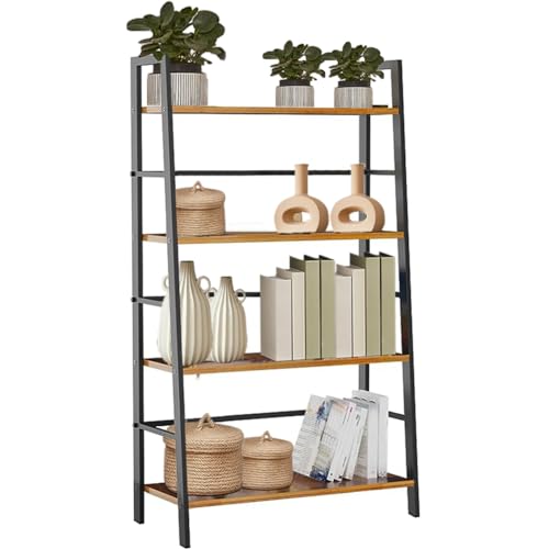 BAKAJI Scaffale Libreria 4 Livelli Design Industrial, Unità di Mensole Multiuso con Struttura Metallo, Scaffalatura da Terra Design Industrial Ideale Casa, Ufficio, Soggiorno, Cucina, 34 x 63 x 117 cm