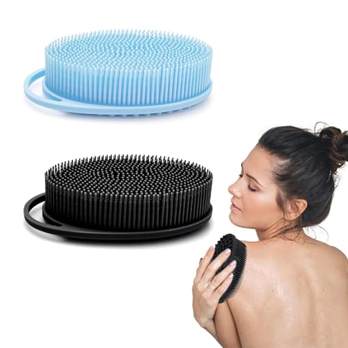 Wekuw 2 Pezzi Spugna Silicone Doccia Spugna Scrub Corpo Esfoliante Silicone Silicone Body and Leg Brush Scrubber per Il Corpo in Silicone Adatto per L'Esfoliazione Della Pelle e La Pulizia Profonda