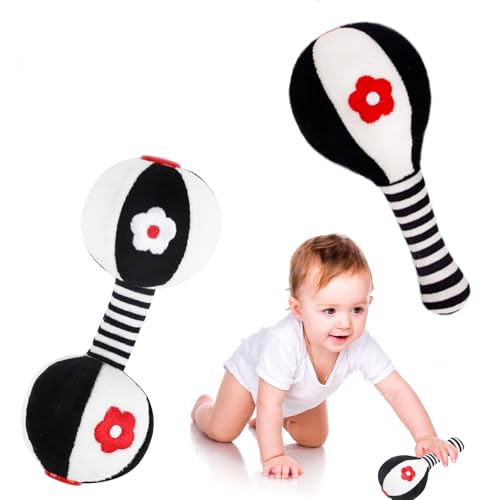 SULOLI Sonaglio Neonato Giocattolo,Alto Contrasto Sensoriale Neonati Giocattoli,Morbidi Sonagli,Ideale Regalo per Bambini 0-6 Mesi