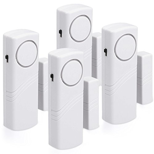 kwmobile allarme per porte e finestre - set da 4 dispositivi antifurto wireless sicurezza casa - sensore magnetico acustico