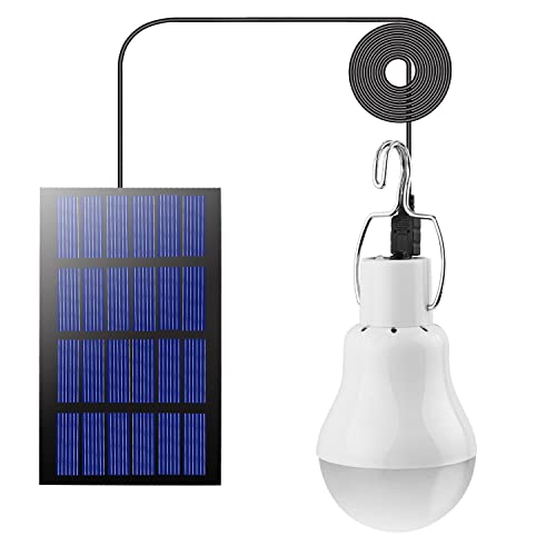 Beinhome Lampadina solare ricaricabile per esterni,1 pezzi Lampada alimentata a pannello solare Lampadina a led portatile per campeggio Illuminazione da esterno Pesca Campeggio Luci per pollaio