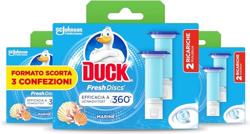 Duck Fresh Discs - Dischi gel igienizzanti WC, Fragranza Brezza Marine - Formato Scorta da 6 Ricariche, 36 Dischi Gel Igienizzanti WC