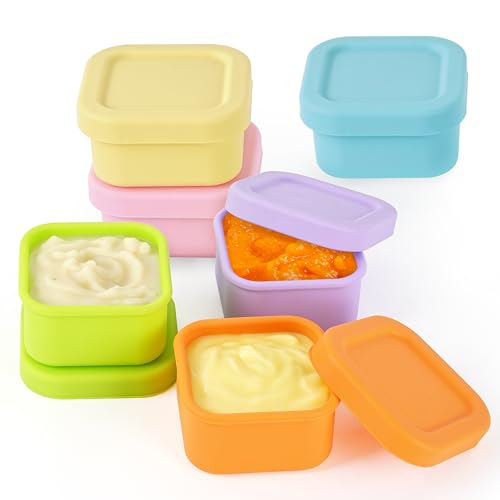 Budding Bear Contenitori Alimenti in Silicone per Pappa (6 Pezzi) - Contenitori con Coperchio Tenuta Stagna Riutilizzabili - Per Microonde, Congelatore e Lavastoviglie - Senza BPA - 7 x 8 x 4,3 cm