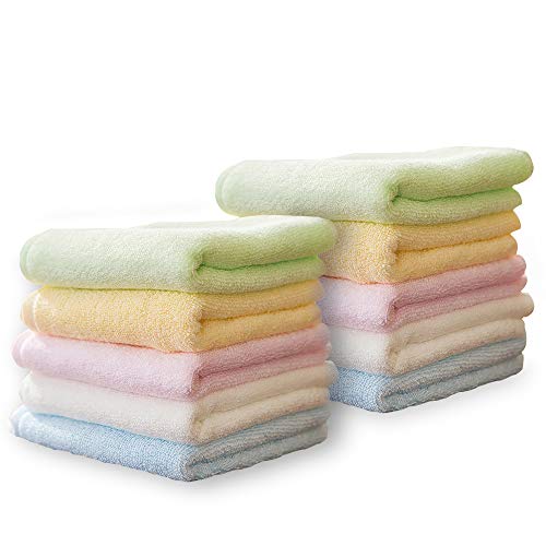 Yoofoss Asciugamani Piccoli, Asciugamani 25x25 cm Asciugamani di bambù 10 Pezzi Set Asciugamani Multicolor per Neonati/Viso/a Mano/Bagno, Panni/Cucina