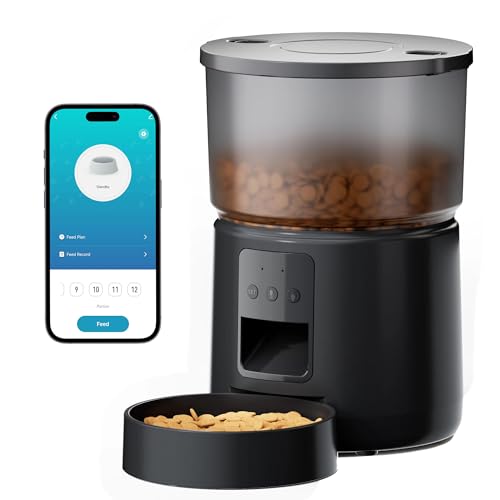 Distributore Automatico Cibo Gatti - 5G/2.4G WiFi Dispenser Cibo Gatti - Distributore Cibo Gatti Collegare APP - Alimentazione a Distanza - 10 Pasti al Giorno - Voce 10s - Doppia Alimentazione - 3L