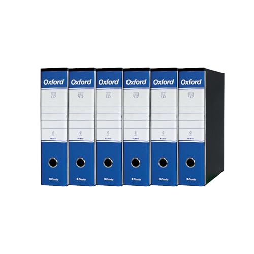 Esselte OXFORD G85 Registratore con Custodia, con Meccanismo a Leva N.1 in Formato Protocollo (23x33cm) con Dorso da 8 cm, Blu, Conf.da 6 pezzi, 390785050