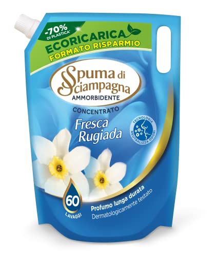 Spuma di Sciampagna Ecoricarica Ammorbidente Liquido Concentrato Fresco Puro, 60 Lavaggi, 1200 ml