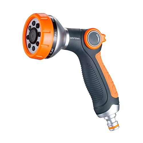 GRIFEMA GE1303 Pistola per Irrigazione 8 Modelli Regolabili, Pistola Multifunzione con Flusso D'Acqua Controllabile, Lavaggio Auto, Pulizia Cortile, Irrigazione Giardino, Esclusiva Amazon