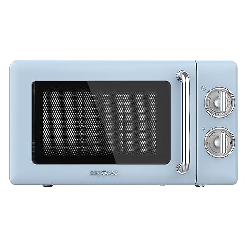 Cecotec Forno a Microonde meccanico 20 L Proclean 3010 Retro Blue, 700 W in 6 livelli, timer fino a 30 minuti, modalità sbrinamento, design vintage blu, finiture in acciaio