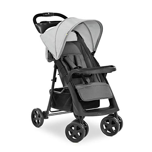 Hauck Passeggino Shopper Neo 2 - Passeggino Compatto dalla Nascita fino a 25 kg - Passeggino Pieghevole con 2 Portabibite, Reclinabile con Finestrina - Grande Cesto Portaoggetti - Grigio