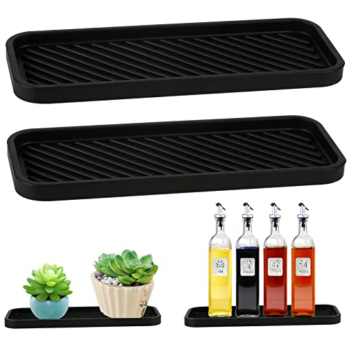 StarryTiger 2 Pezzi Organizer per lavello, Portaspugne in Silicone Organizer per Lavello da Cucina Tappetino, Porta spugne per lavandino Cucina, Porta Sapone e Spugna da Cucina (Nero)