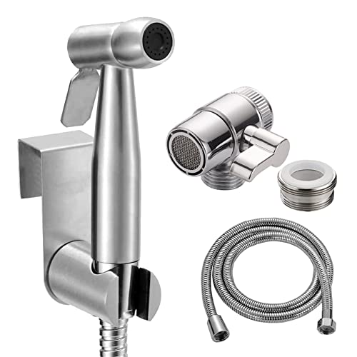 Doccetta per Bidet - Acciaio Inossidabile Doccetta per Bidet WC Doccia con Deviatore Doccia 2 Vie, Tubo Doccia 1,5m e Supporto Doccetta (A)