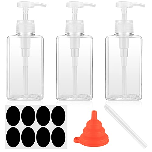 3 Pezzi Dispenser di Sapone, Flaconi Dispenser per Bagno, Dispenser Bottiglie a Pompa in Plastica Trasparente Riutilizzabili per Bagno Cucina Liquido Lozione Shampoo Doccia