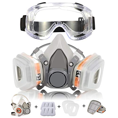 Maschera Antigas Zelbuck 107 Maschera Antipolvere con Filtri Maschera Polvere Riutilizzabile Semimaschera Respiratori Anti Gas, Vapori e Particella per Verniciatura a Spruzzo, Levigatura, Polvere