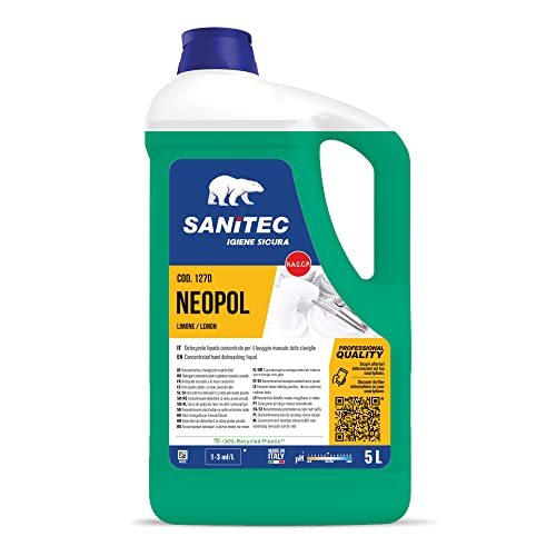 Neopol Piatti Gel, Detergente Ultraconcentrato Per Il Lavaggio Manuale Delle Stoviglie, Limone - 5 Kg