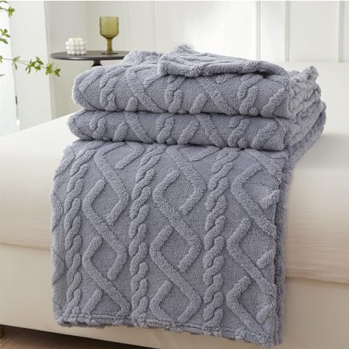 Mezzar Coperta Matrimoniale Pile, Coperta per Divano Morbida, Plaid Pile Blanket per Letto Caldo e Confortevole (Grigio-blu, 150 * 200CM)