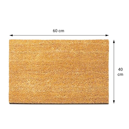 Comart, Zerbino Natural, in Fibra di Cocco, Tappeto per Ingresso, Asciugapassi, Fondo in PVC Antiscivolo, da Esterno e Interno, per Porta d'Ingresso, Resistente, Facile da Pulire, Rettangolare 40x60cm