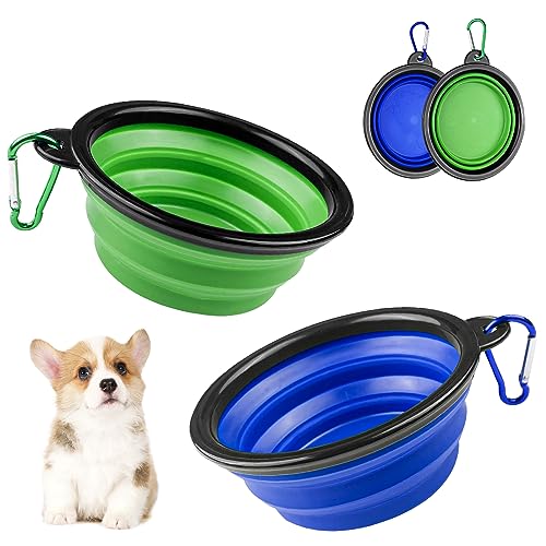 Magrimaxio 2 Pcs ciotola acqua cane portatile, ciotola pieghevole per cani, ciotole pieghevoli per cani da viaggio, con Moschettone, per Gatti, Cani e Animali Domestici per L’Acqua e Cibo