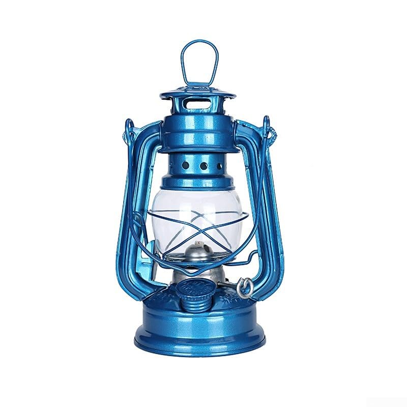 Lampade a cherosene retrò, lampada a olio vintage con manico, lanterna da tavolo per casa, giardino, campeggio, citronella (azzurro, 19 cm)