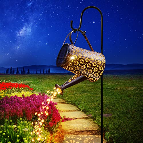 Lanterna Solare Giardino, FOMYHEARD Lanterne Solari da Esterno Metallo IP65 Impermeabili LED Luce Retro per Esterni Patio Giardino Balcone Festa Decorazione Terrazza (con supporto) fiore