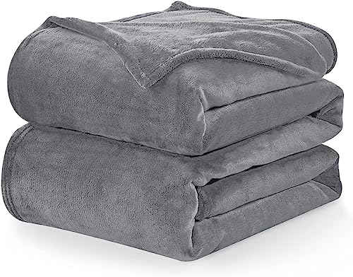 WAVVE Coperta Plaid Pile di Flanella 260gsm - 150x200 cm, Grigio - Coperta Pelosa 200x150 - Divano/Letto Singolo/Matrimoniale, Copridivano di Microfibra Calda e Morbida