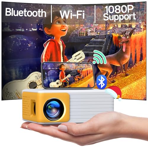 YOTON Mini Proiettore WiFi Bluetooth -Proiettore Portatile Full HD 1080P Supporto, Y3 Videoproiettore per Film, Mini Portable Projector Home Cinema Compatibile con PC/Fire Stick/iOS e Android Phone