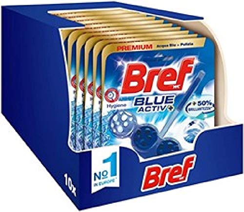 Bref WC Blue Activ + Detergente WC, Pulizia e Freschezza per il tuo WC, Formato Scorta da 10 confezioni