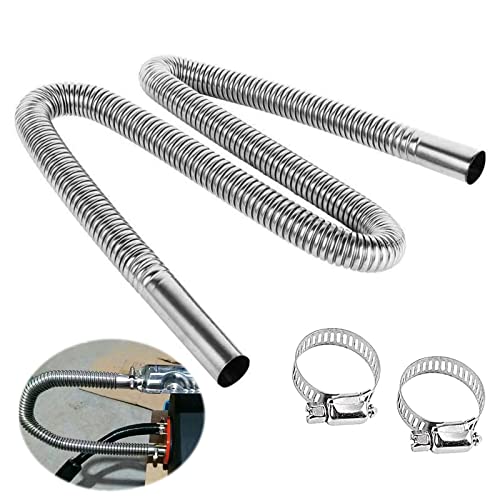 Tubo di scarico 120 cm per generatori di corrente, riscaldamento auto, tubo di scarico in acciaio inox, 2,5 cm, tubo di scarico per auto, in acciaio inox, con 2 clip in acciaio inox