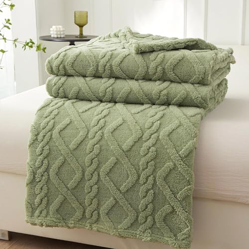 Mezzar Coperta Matrimoniale Pile, Coperta per Divano Morbida, Plaid Pile Blanket per Letto Caldo e Confortevole (Verde, 200 * 230CM)