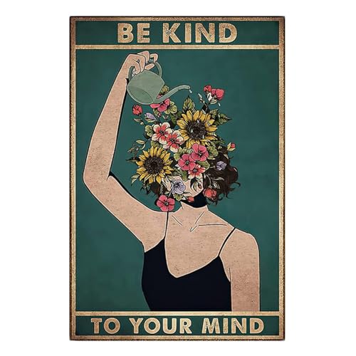 Nayyana Be Kind to Your Mind - Poster vintage da parete, stile hippie bohémien, regalo di incoraggiamento per donne, ufficio, camera da letto, soggiorno, caffetteria, decorazione da parete