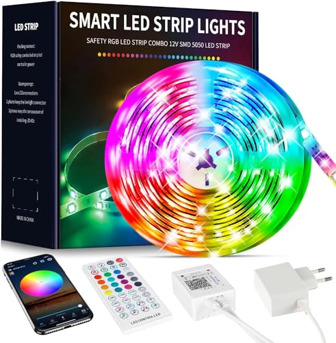 Beaeet Striscia LED 10 Metri, Strisce LED Colorate Dimmerabili con Bluetooth e Sincronizzazione Musicale, Ideali per Interni, Luci LED per Camera da Letto, Decorazioni per Natale e Casa