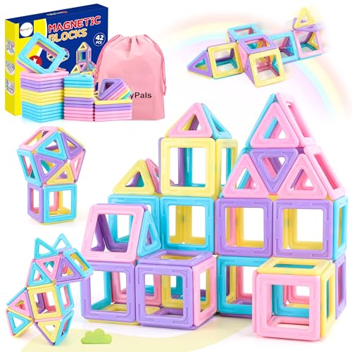 Costruzioni Magnetiche Bambini 42Pezzi per 3 4 5 6 7 8 Anni Ragazzi e Ragazz Educativi Giocattoli Bambino Calamite Creatività Montessori Giocattoli per Bambini Natale Compleanno Regalo Bambina 3+ Anni