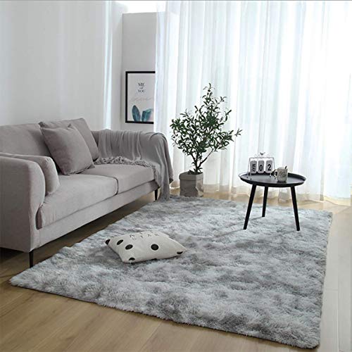 Tappeti Salotto Tappeti Moderni Soggiorno Shaggy Tappeto a Pelo Lungo Tappeti Camera da Letto Scendiletto Moderno Tappeto Camera da Letto Cameretta Peluche Grande (Grigio bianco, 80*200cm)