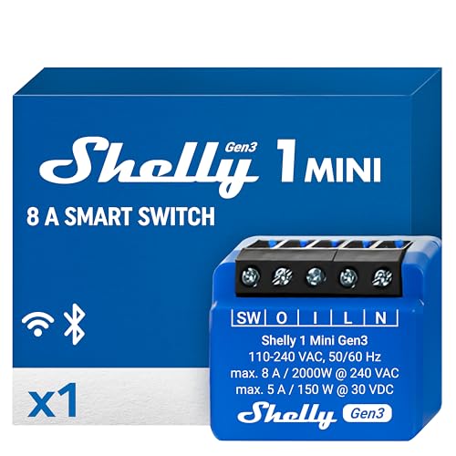 Shelly Plus 1 Mini Gen3, Interruttore Relè Intelligente, Wifi, Smart, Controllo Intelligente