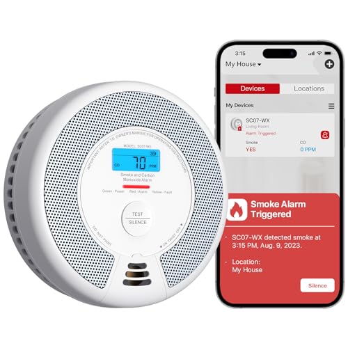 X-Sense Wi-Fi Rilevatori di Fumo e Monossido di Carbonio con Batteria Sostituibile, Rilevatore Intelligente Combinato Compatibile con l'Applicazione X-Sense Home Security, SC07-WX, 1-Pack