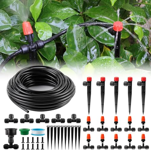 Landrip Sistema di irrigazione a goccia automatica, Kit 1/4 pollici 20M, Micro irrigazione per giardino