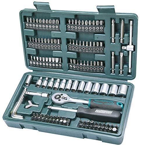 Mannesmann M29166 - Set chiavi a tubo, a cricchetto, In valigetta di plastica, 130 pezzi