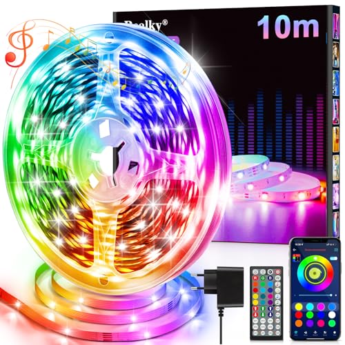 Striscia LED, 10 Metri Multicolor Luci Camera da Letto, Bluetooth APP Controllato RGB Strisce LED, Strip LED Fancy Led Musica Sincronizza per Decorare Bar, Festa, Cucina Casa, Gaming Room