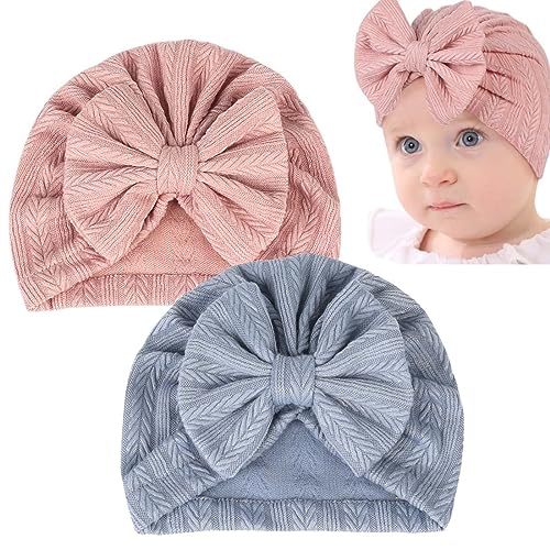 BCBF 2 Pz Baby Cappello Turbante Bambina Cappellini Berretti Papillon Chignon Knot Baby Bonnet Neonata Soft Bow Hat